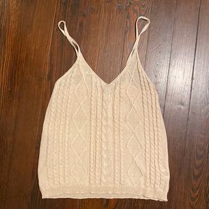 Cable Knit Cream Spaghetti Strap Tank Top